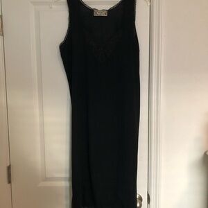 Vintage Nadia Black Lace Detail Slip Nightgown